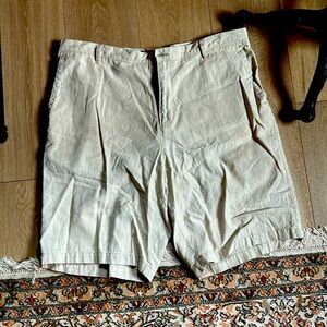 Tommy Bahama Linen Flat Front Chino Shorts Light Beige Size 36